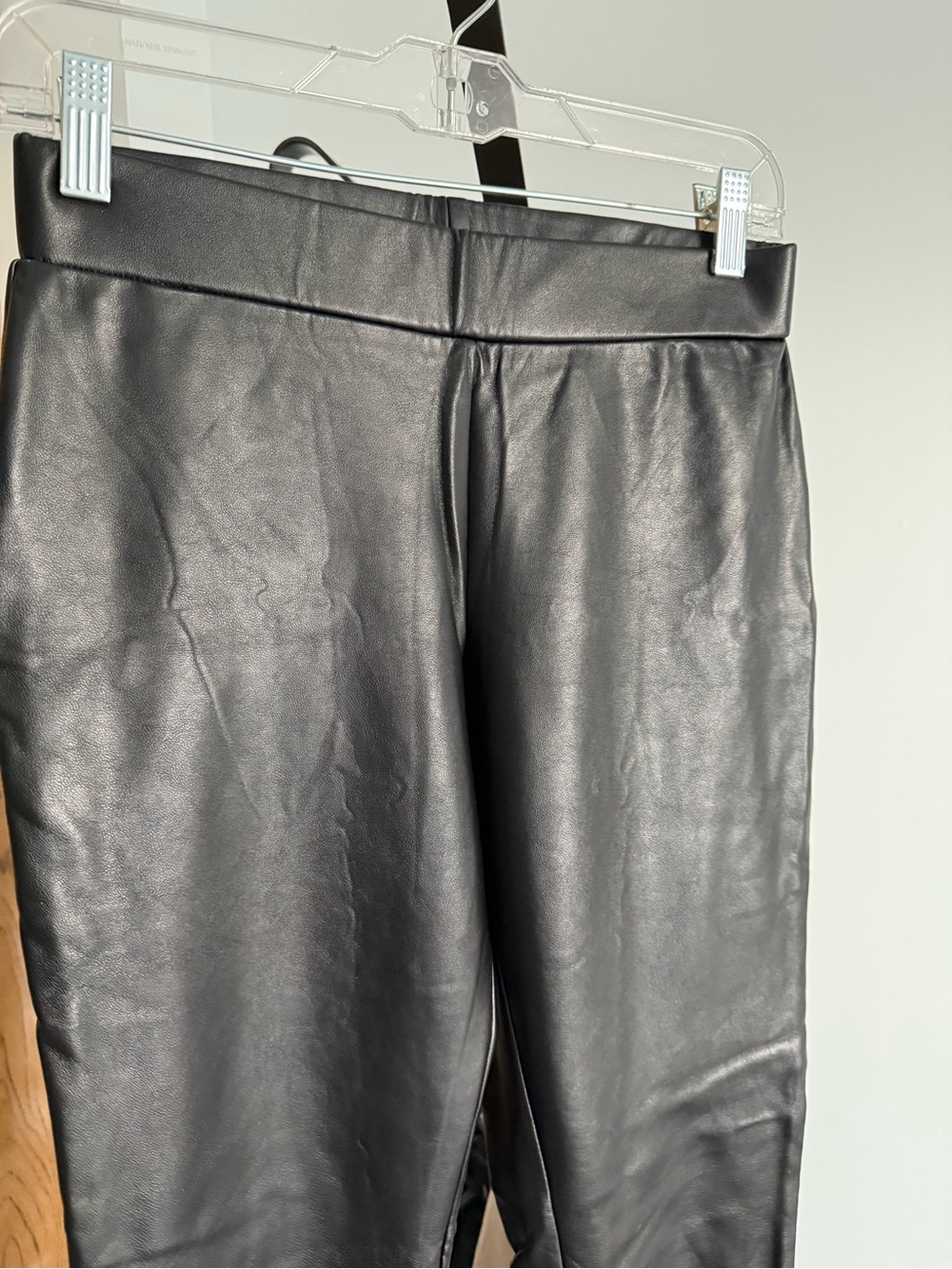 Black Faux Leather Stretchy Tights Pants S